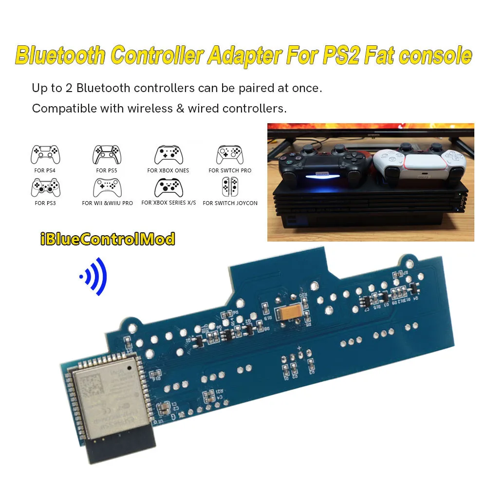 

For PS2 Fat iBlueControlMod Bluetooth Wireless Controller Retro Receiver Internal Adapter PCB Board For PS2 Fat Embeded Gamepad