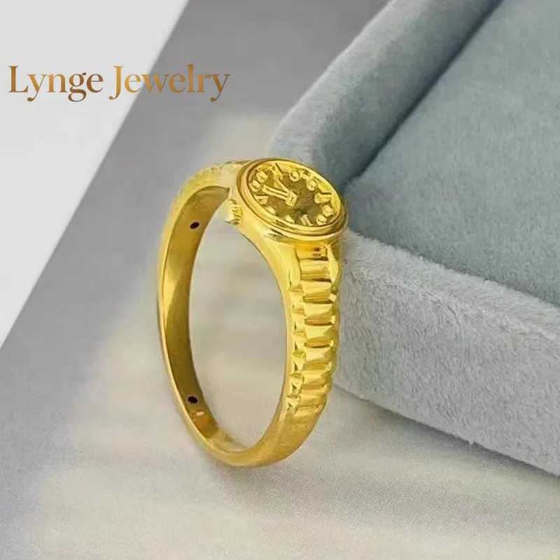 Lynge Jewelry Real 18K Gold Ring for Woman Small Watch Ring Luxury Quality Fine Jewelry AU750 Ring Party Gift