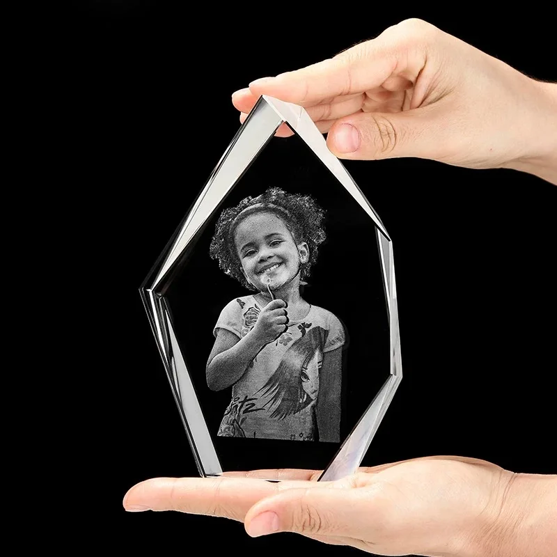 Personalized 3D Crystal Photo Frame DIY Customizable Gifts For Mother, Mom, Father,Cats, Dogs Souvenir Birthday Gift Home Decor