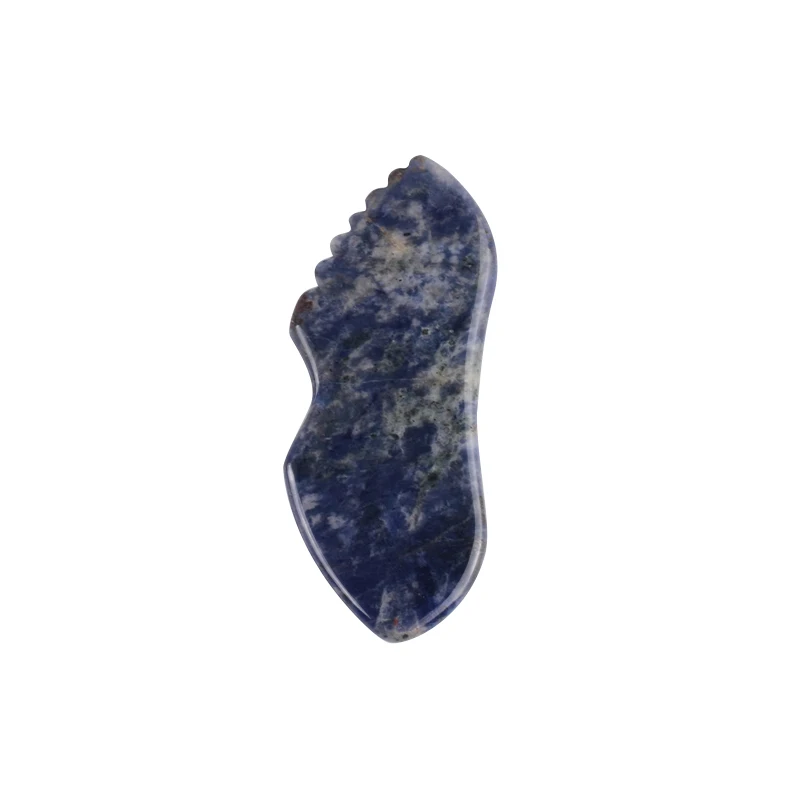 2 Pcs Sodalite Small Gua Sha Tool Face Massage Head Neck Care Natural Stone New Style Sawtooth Scraping Board Beauty Product