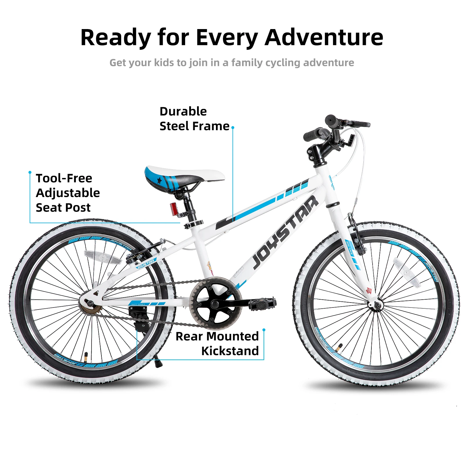 JOYSTAR Lubbock 20 24 Inch Kids Bike for Boys & Girls Ages 7-12 Years Hardtail Mountain Bike for Kids with 1-Speed, White