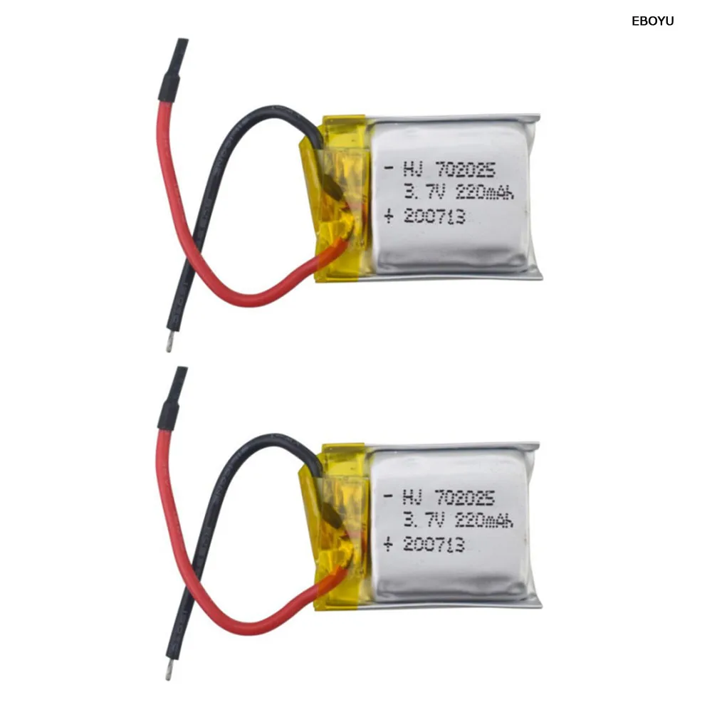 2pcs* EBOYU 3.7V 220mAh Li Battery for HS190 901HS 901S 901H X300C LF606 SG800 S9 SYMA S107 S107G S108G S109G Mini RC Drone