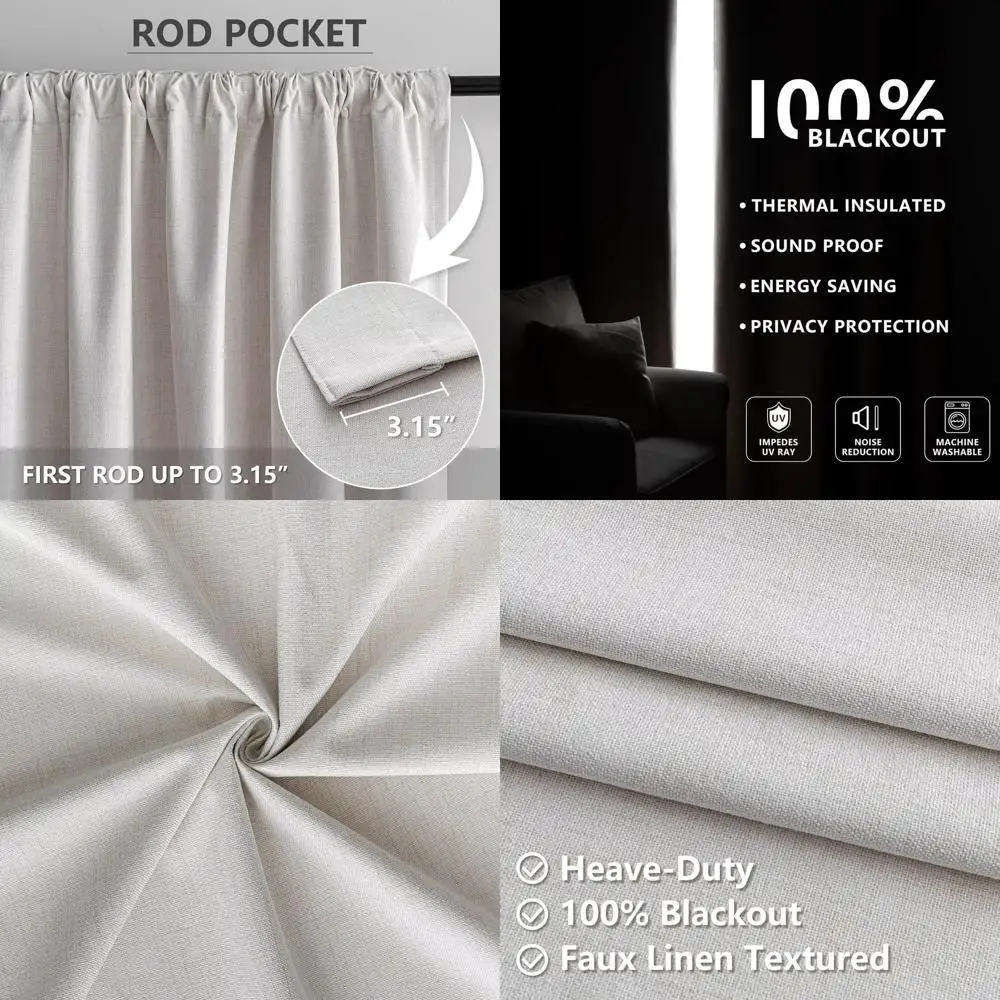 

Затемняющая панель для штор из натурального искусственного льна 96, 100% светоблокировка, теплоизоляция, для домашней конфиденциальности