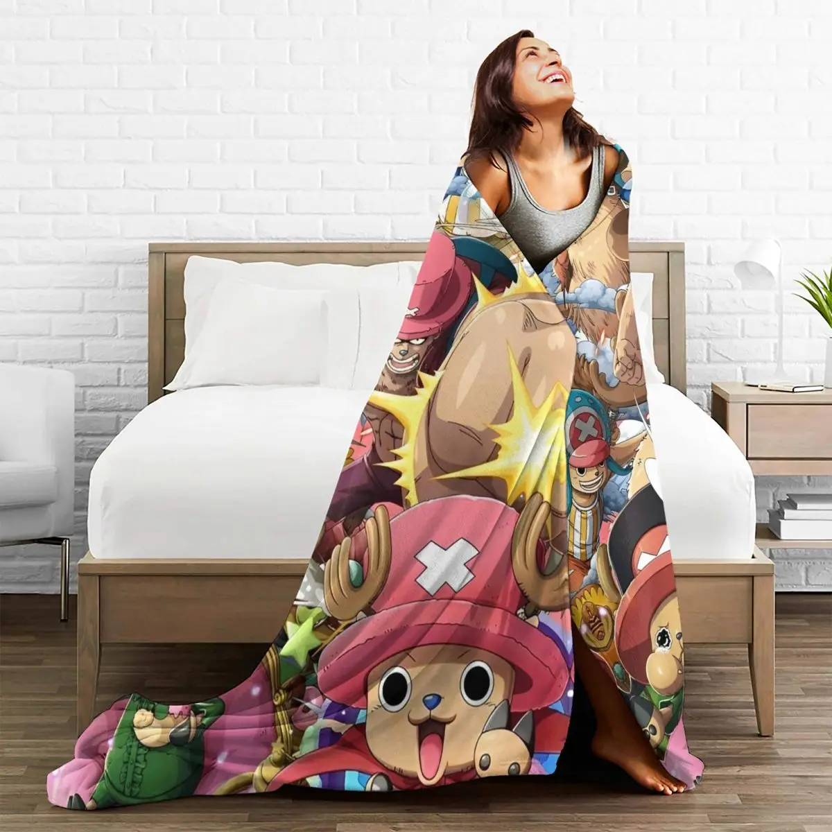 Warm Soft Blankets Picnic O-One P-Piece Anime Throw Blanket Flannel Bedspread For Outdoor Novelty Sofa Bed Cover