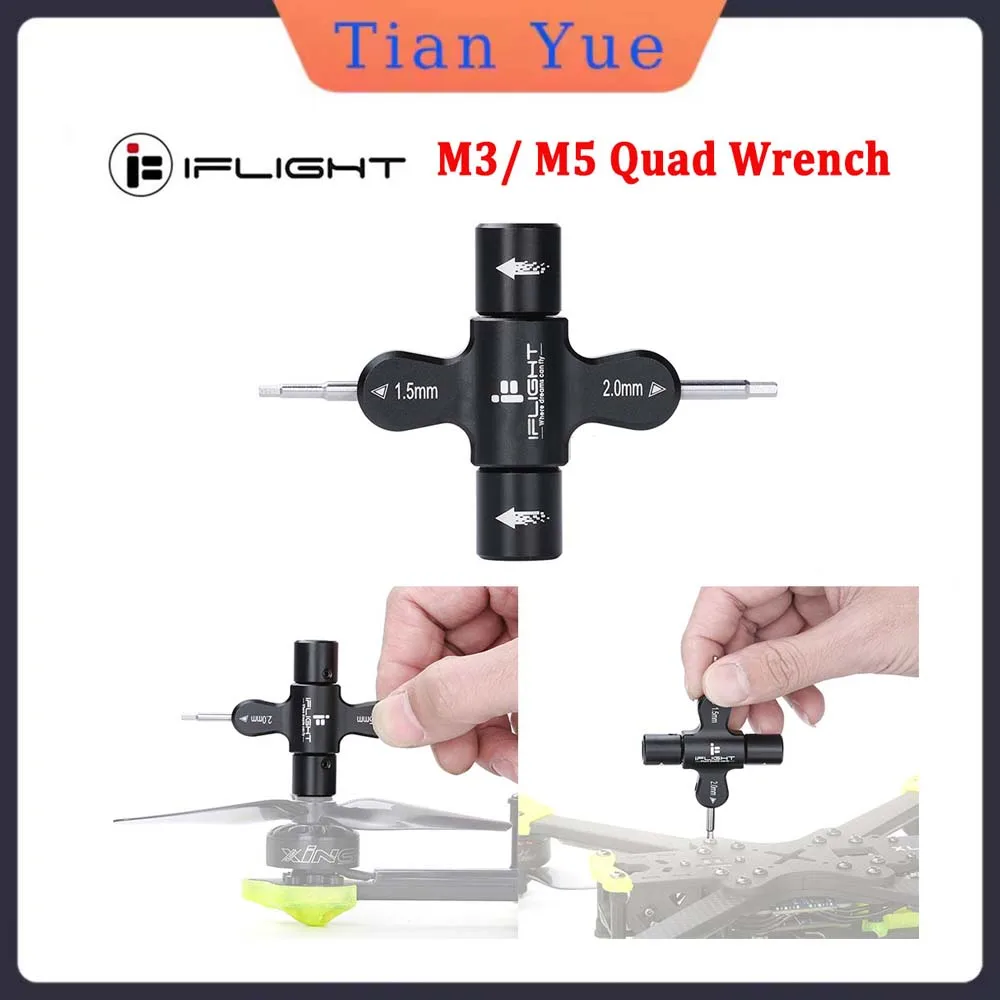 

iFlight M3 M5 Quad Wrench Built in One Way Bearing Tool Nut Screw Wrench Quick Release Propeller Motor Tool for FPV Drone Parts