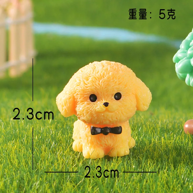 3pcs Cute Mini Samoye Teddy Terrier Puppy Dog Figurines Micro Landscape Car Dashboard Home Desktop Fairy Garden Craft Ornaments