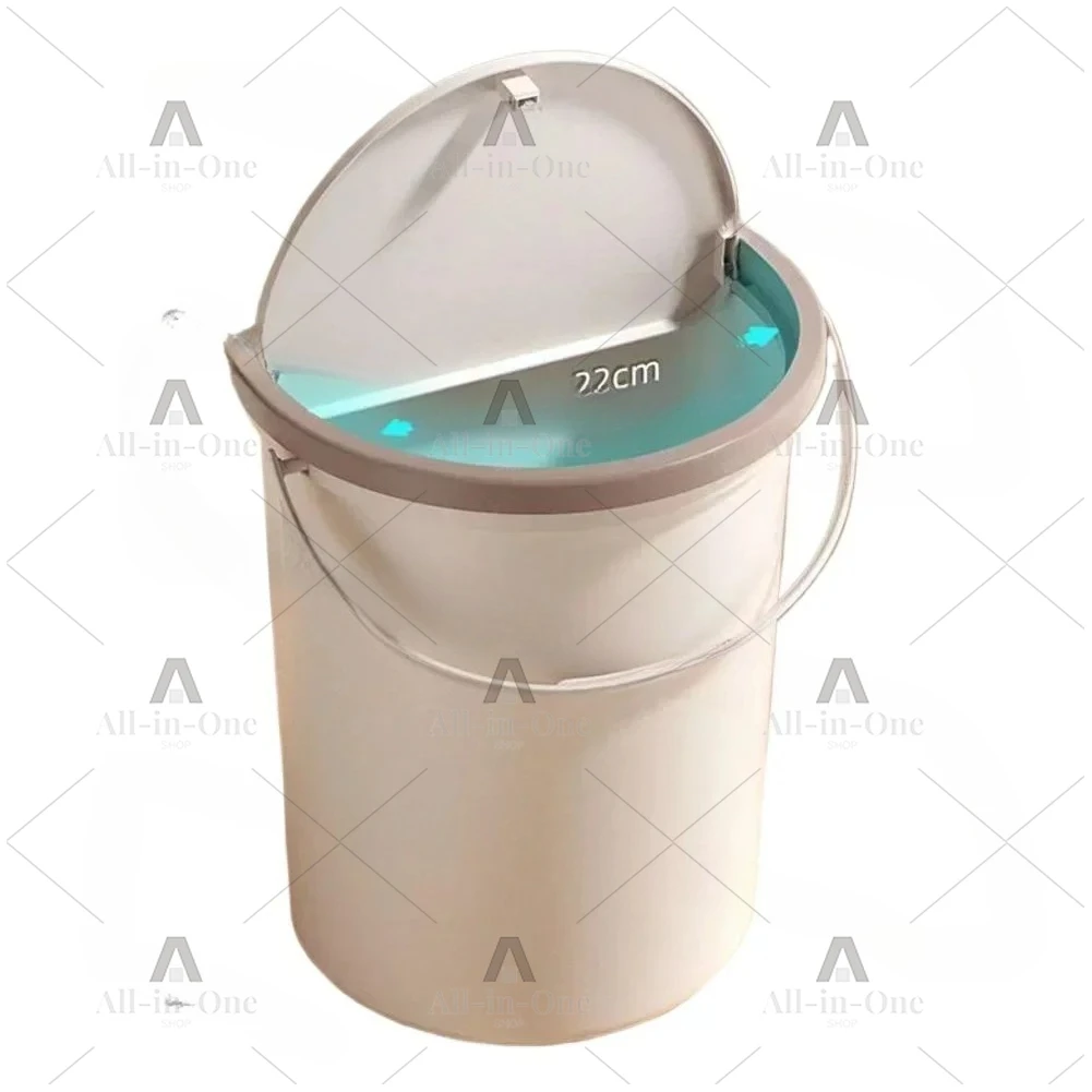Trash Can with Handle Wall Mounted Press Design Self-adhesive Wide Open Semi-Circular Waste Bin for Bathroom