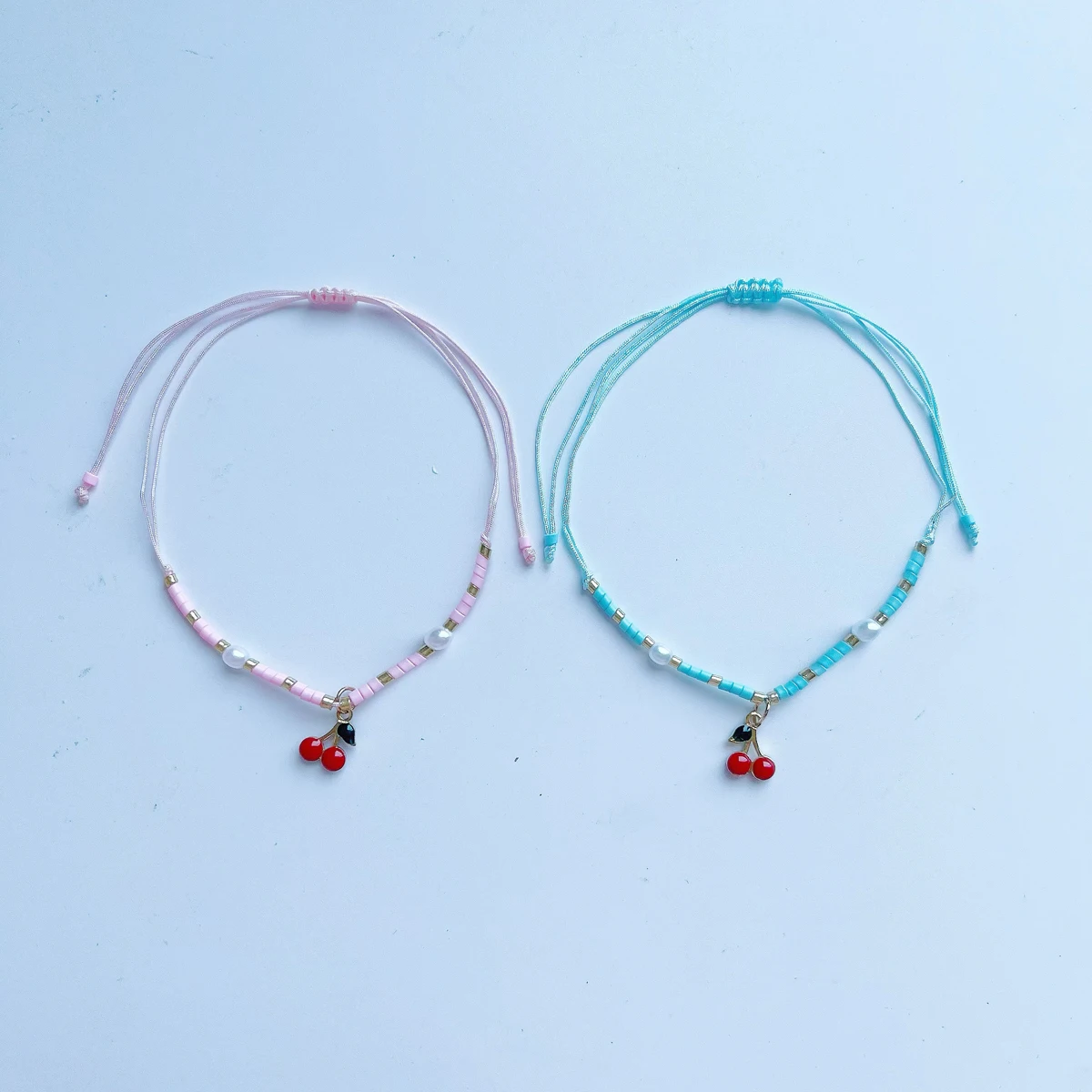 12 قطعة مجموعة أساور من خرز الأرز الملون أساور كرز الفاكهة الصيفية مع مجوهرات اللؤلؤ هدية لسوار الصديق