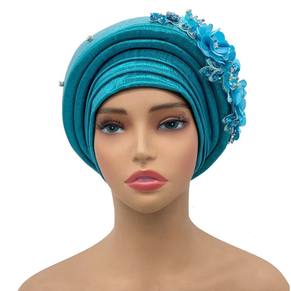 Prachtige Boeket Afrikaanse vrouwen Tulband Cap Klaar om te Dragen Nigeria Auto Gele Headtie Vrouwelijke Mode Hoofd Wraps Turbante Mujer