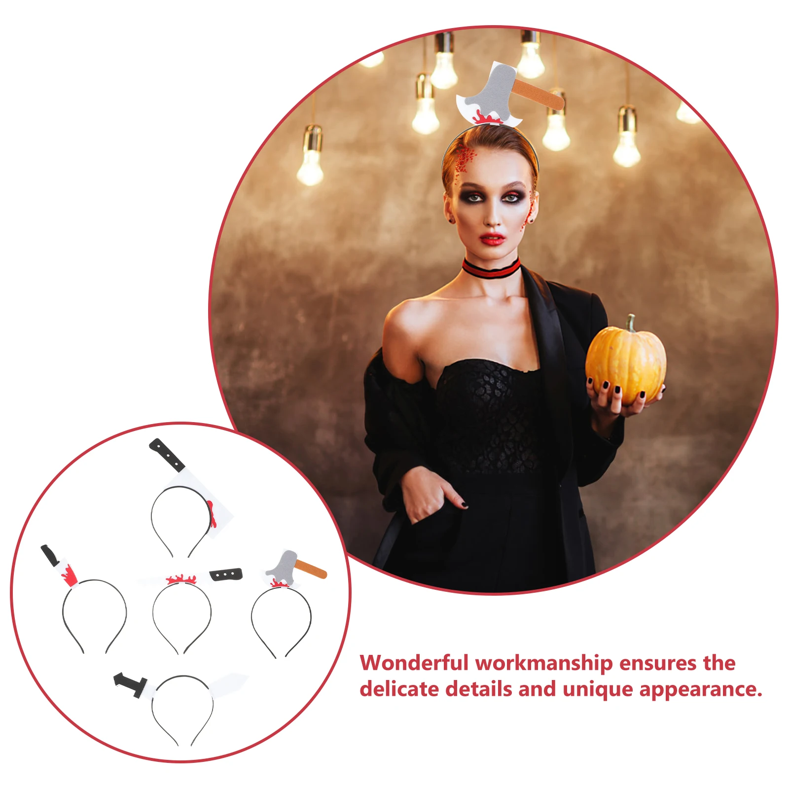 

5pcs Halloween Funny Hoops Masquerade Hair Hoops Costume Headdress Props Plastic Halloween Headband Cosplay Accessory Party