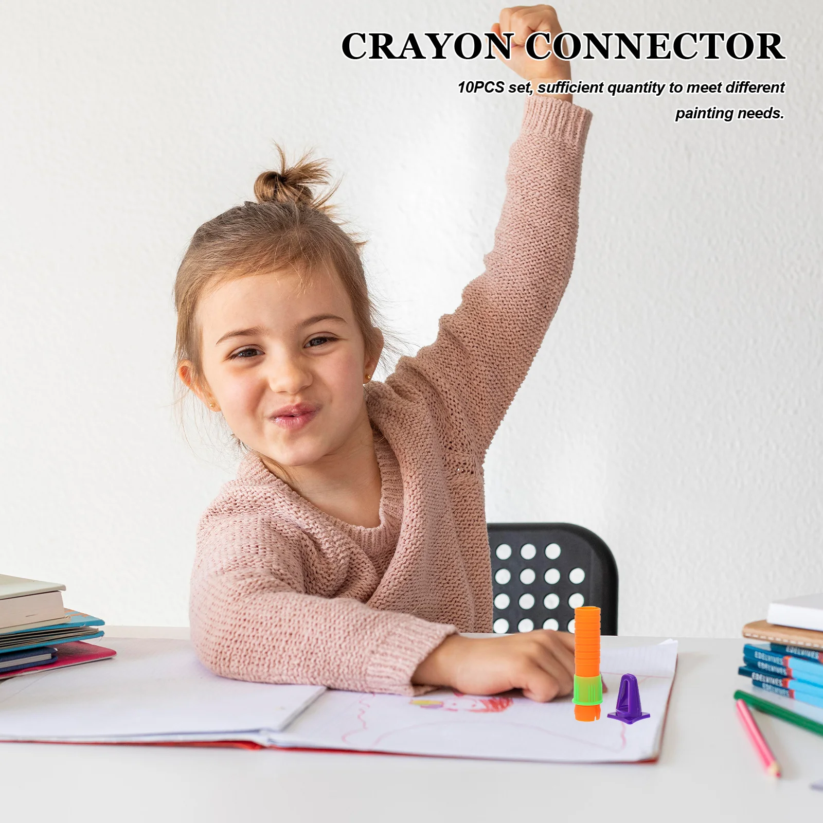 

10Pcs Crayon Lengthener Oil Pastel Extender Set Ergonomic Design Reduce Hand Fatigue Plastic Crayon Holder Cap