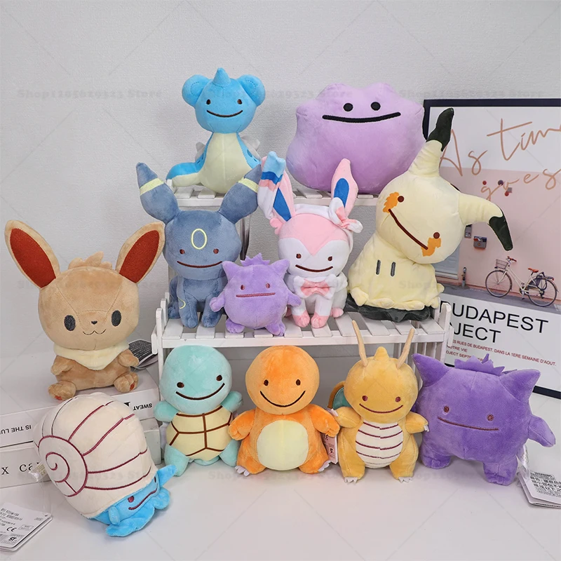 Small Anime Pokemon Plush Squirtle Ditto Lapras Charmander Dragonite Omanyte Peluche Doll Anime Cartoon Stuffed Gift For Fans