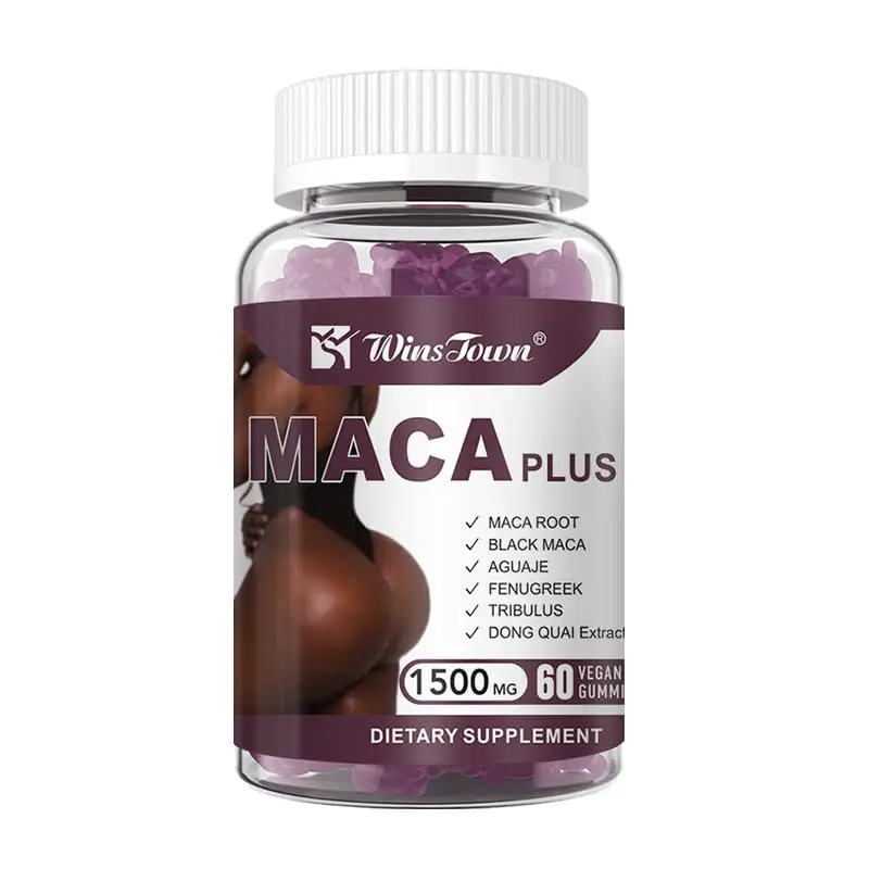 Maca Plus Gummies, Hip Butt Gummies 1500mg Big Booty Enhancer with Black Maca Root & Dong Quai Extract, 60 Count