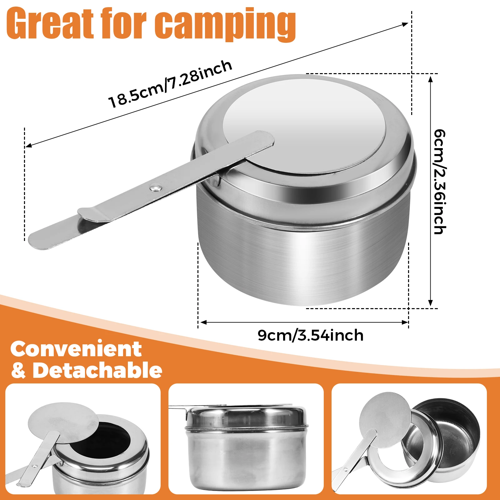 6Pcs Stainless Steel Fuel Holder with Lid Portable Chafing Fuel Holders Chafing Fuel Can Holder for Hotel Household Outdoor