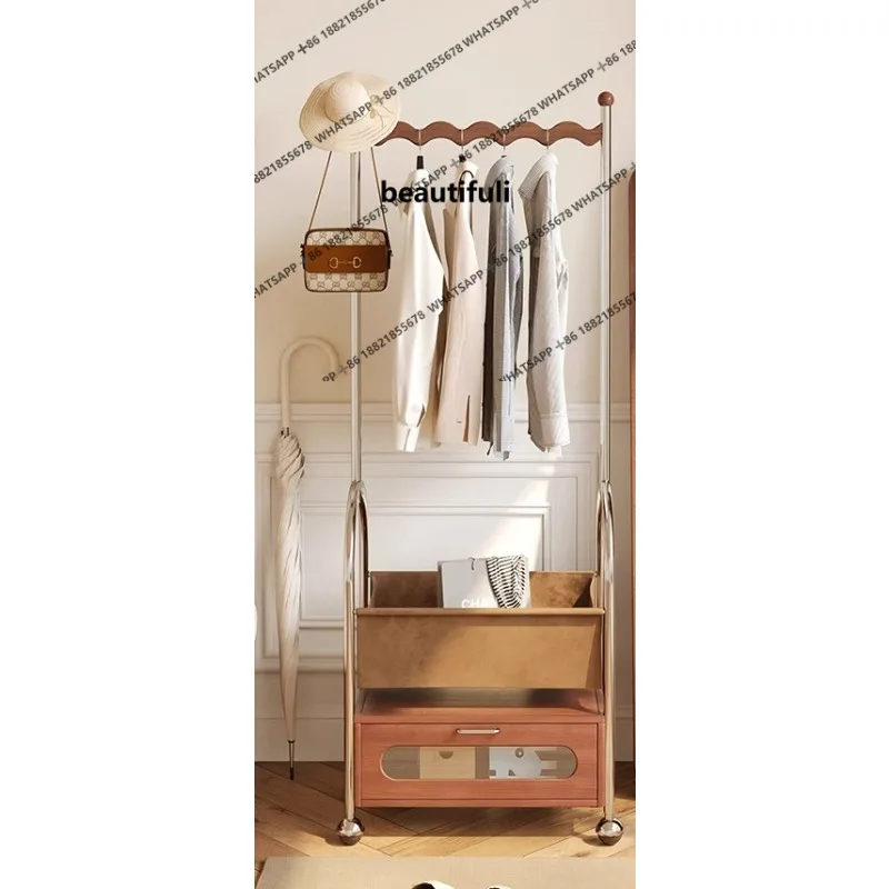 

Bedroom hanger floor-to-ceiling multi-functional rotating small apartment household solid wood, coat rack integrated