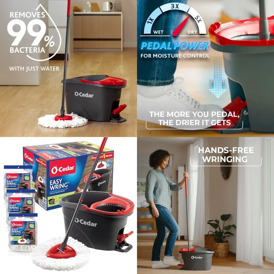

System Easy Wring Spin Mop Bucket with 3 Extra Refills
