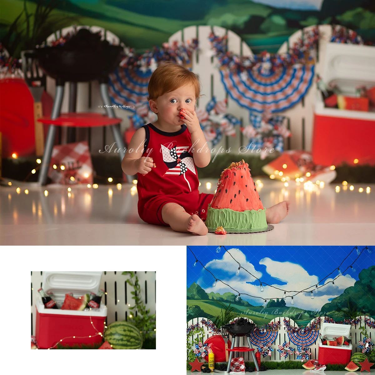 Grill Master Backgrounds Kids Adult Photography Props Child Baby Decors Camping Picnic Ice Watermelon Beverage Photo Backdrops