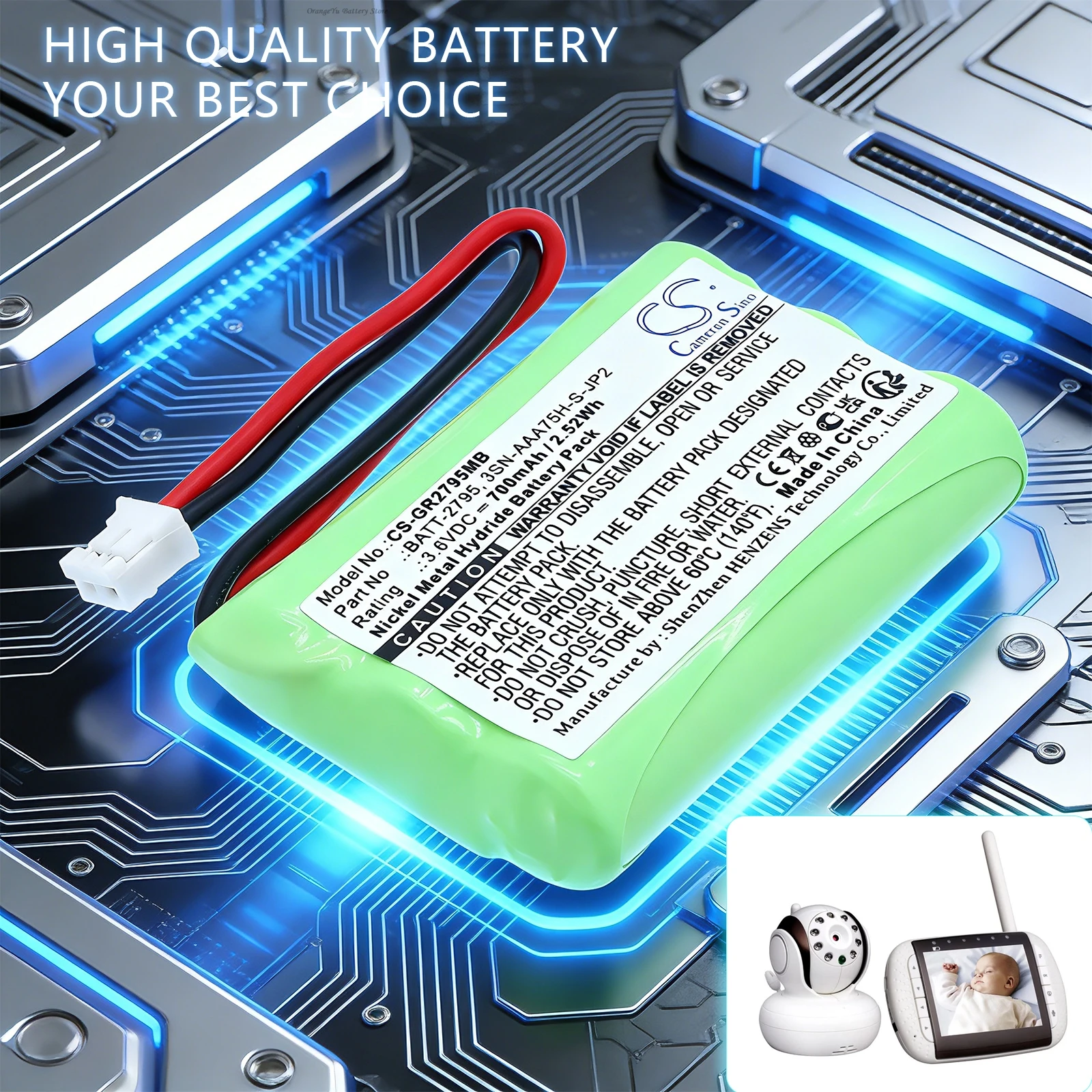 Replacement 3.6V 700mAh BabyPhone Battery for GRACO 2791,2791DIG1,2791DIGI1,2795,A3940,For Motorola MBP33 MBP36 MBP36PU