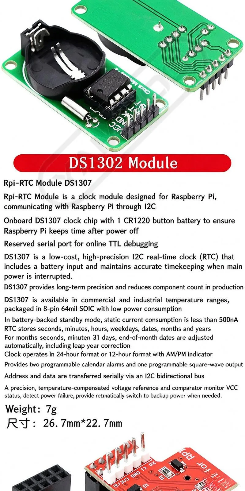 Uhrmodul-Serie Raspberry Pi Hochpräzises RTC DS3231 Etc – Detail 7