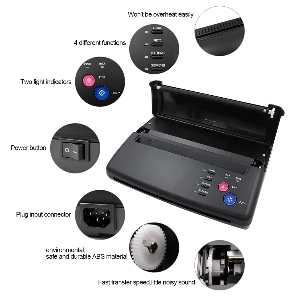 Tattoo Transfer Stencil Machine Thermal Copier for Printing and Transferring Drawing Tools A4 Thermal Printers Tattoo Supply