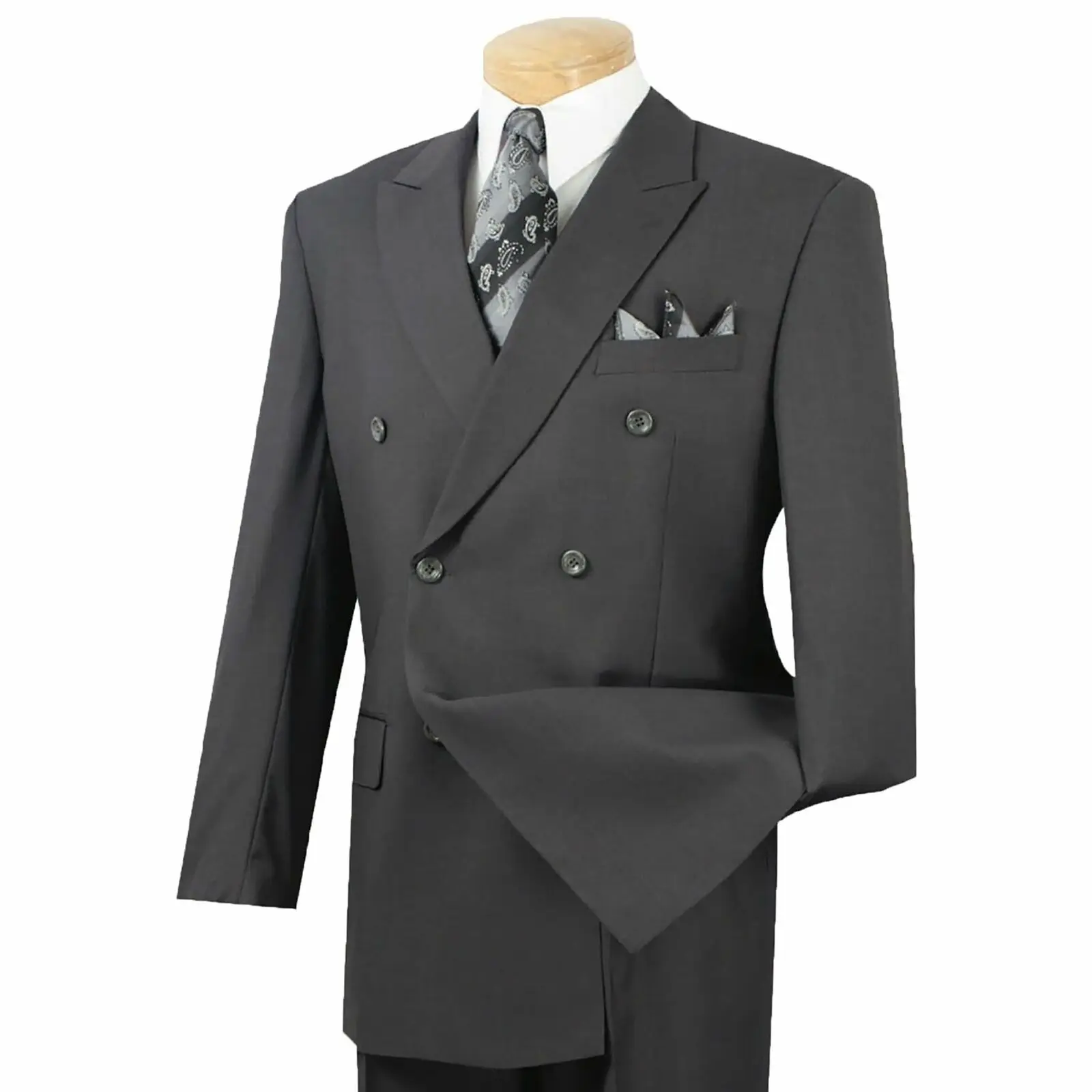 Classic Men's Blue Double Breasted 6 Button Fit Suit New Two Pieces Jacket and Pants