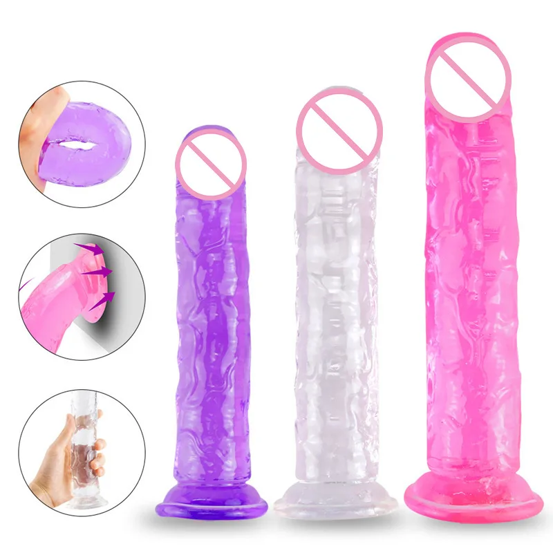 Transparent Soft Jelly Big Dildo with Suction Cup Realistic Fake Dick Penis Butt Plug Sex Toys for Woman Men Vagina Anal Massage