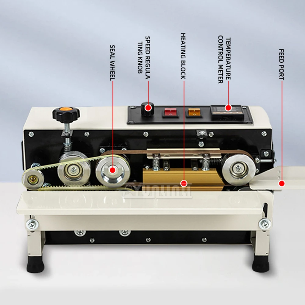 Fr-400 Macchina per sigillare continua automatica Macchina per termosaldatura commerciale per piccoli sacchetti di plastica in foglio di alluminio