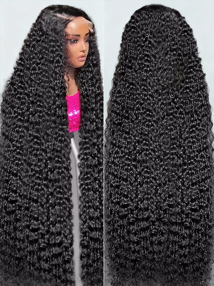 40 46 Inch 300% Water Curly Transparent 13x6 Lace Frontal Wig For Black Women Brazilian Deep Wave Human Hair HD Lace Front Wigs