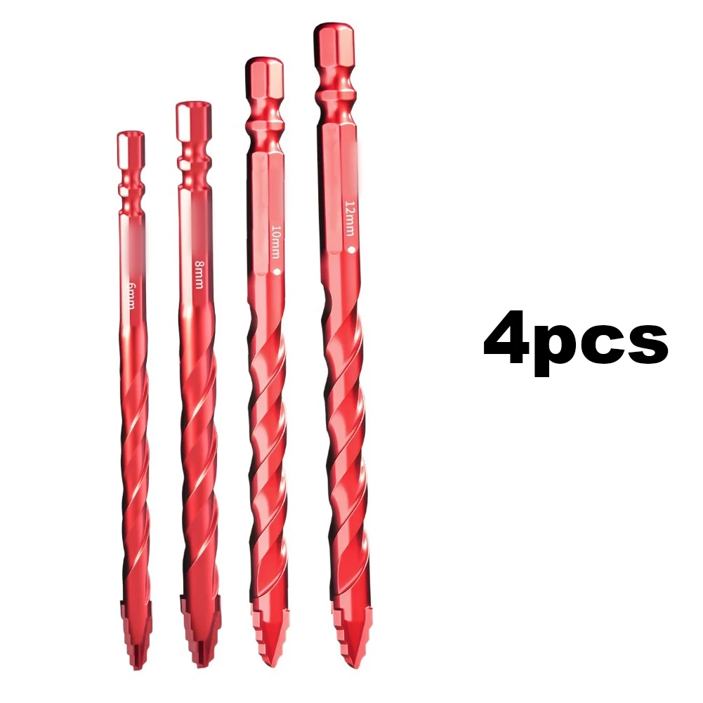 

4 шт., набор зубчатых сверл для кладки, быстросменный шестигранный хвостовик, высокопрочное эксцентриковое сверло для дерева, пластика, кладки, керамики