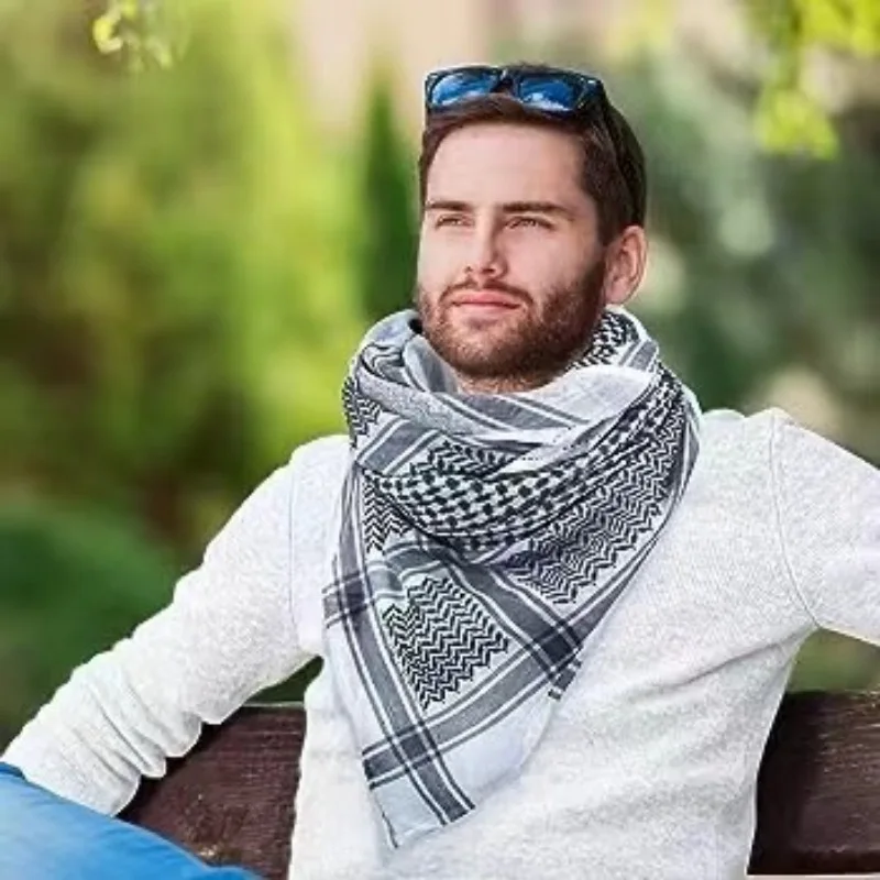 

Мужской платок Arafat, арабский шарф Shemagh Keffiyeh, Ближневосточный головной убор для Дубая, Саудовской Аравии, хлопково-марлевый шарф с принтом