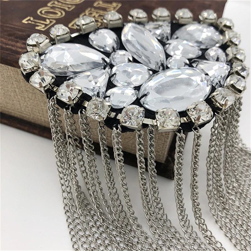 Fashion Handmade Shoulder Jewelry Tassel Rhinestones Epaulettes Clothing Accessories Brooch Epaulet Shoulder Brooches Gift