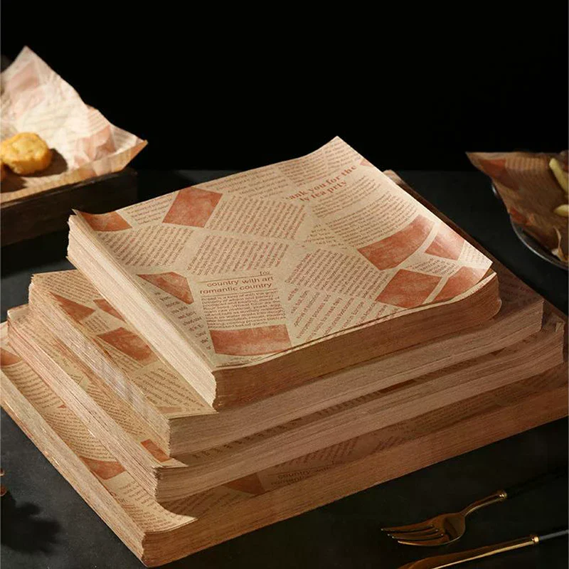 50/100pcs Oil-Proof Paper For Wrapping Sandwich Packaging Burger Bread Fried Food Fryer Air Baking Paper Plate Mat Accessories