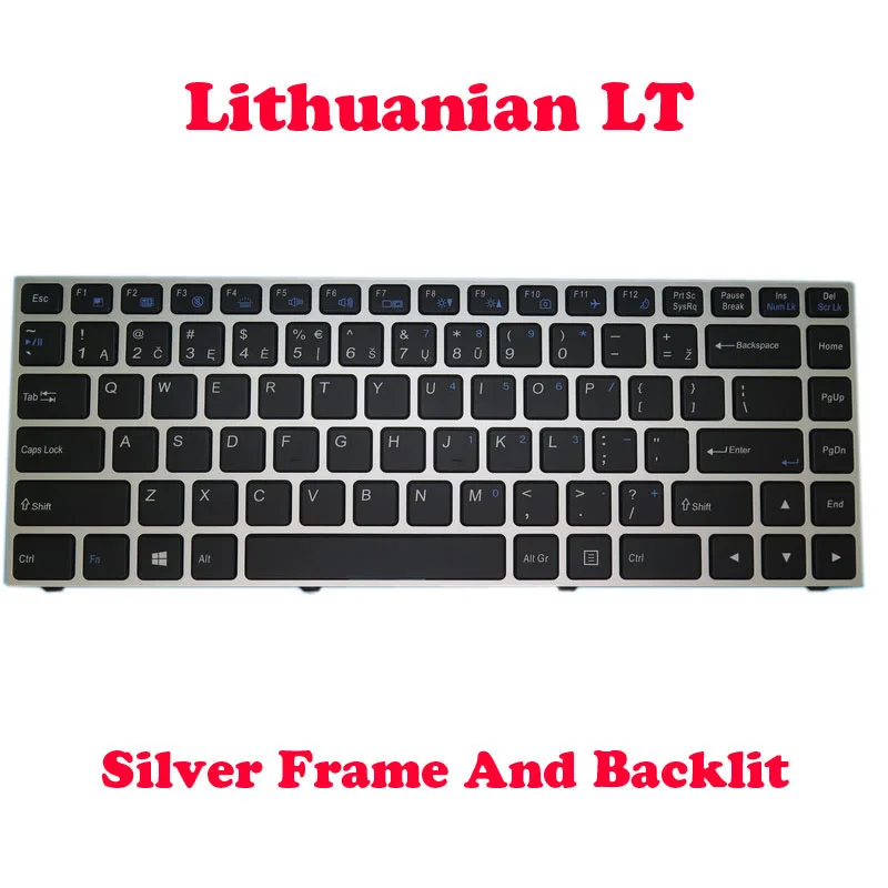 Laptop Backlit Keyboard For CLEVO P640HJ P640HK1 P640RE P640RF P641HJ P641HK1 P641RE P641RF Lithuanian LT Black No Frame New