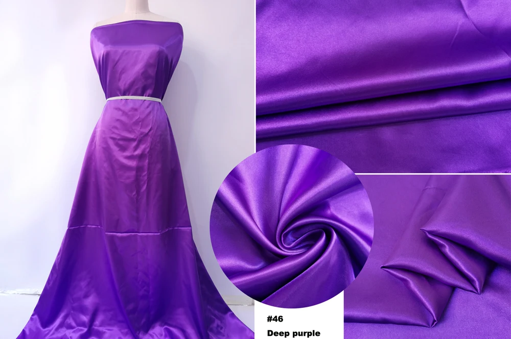 Solid Satin 58" Wide | 1Meter | 2Meters | 5Meters | Silky Charmeuse Scarf Craft DIY Fabric Purple image 3