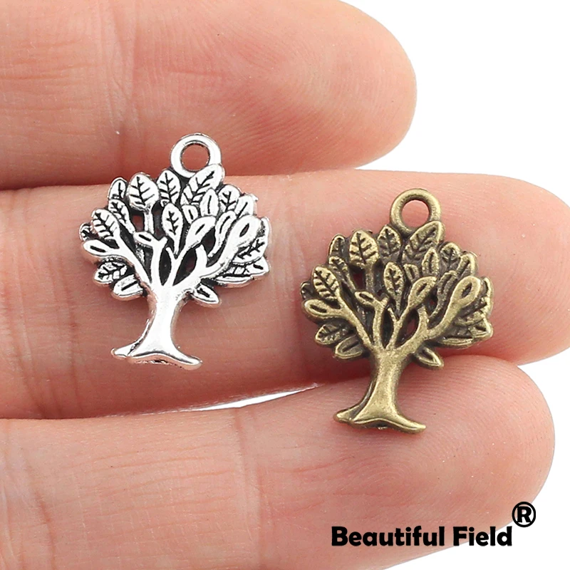 25pcs 17*22mm New Fashion Antique Bronze Silver Color Plated Handmade Charms Tree A133