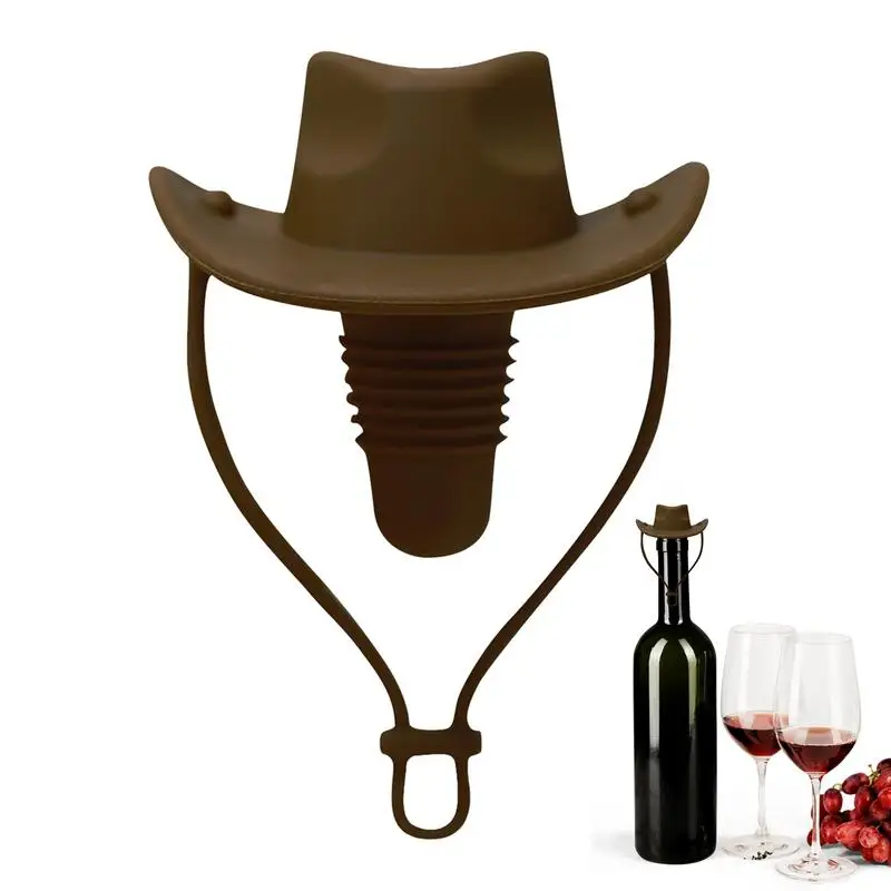 Wine Bottle Stoppers Champagne Bottle Silicone Stopper Funny Cowboy Hat Bar Home Wedding Decorative Wine Stopper Tight Sealing