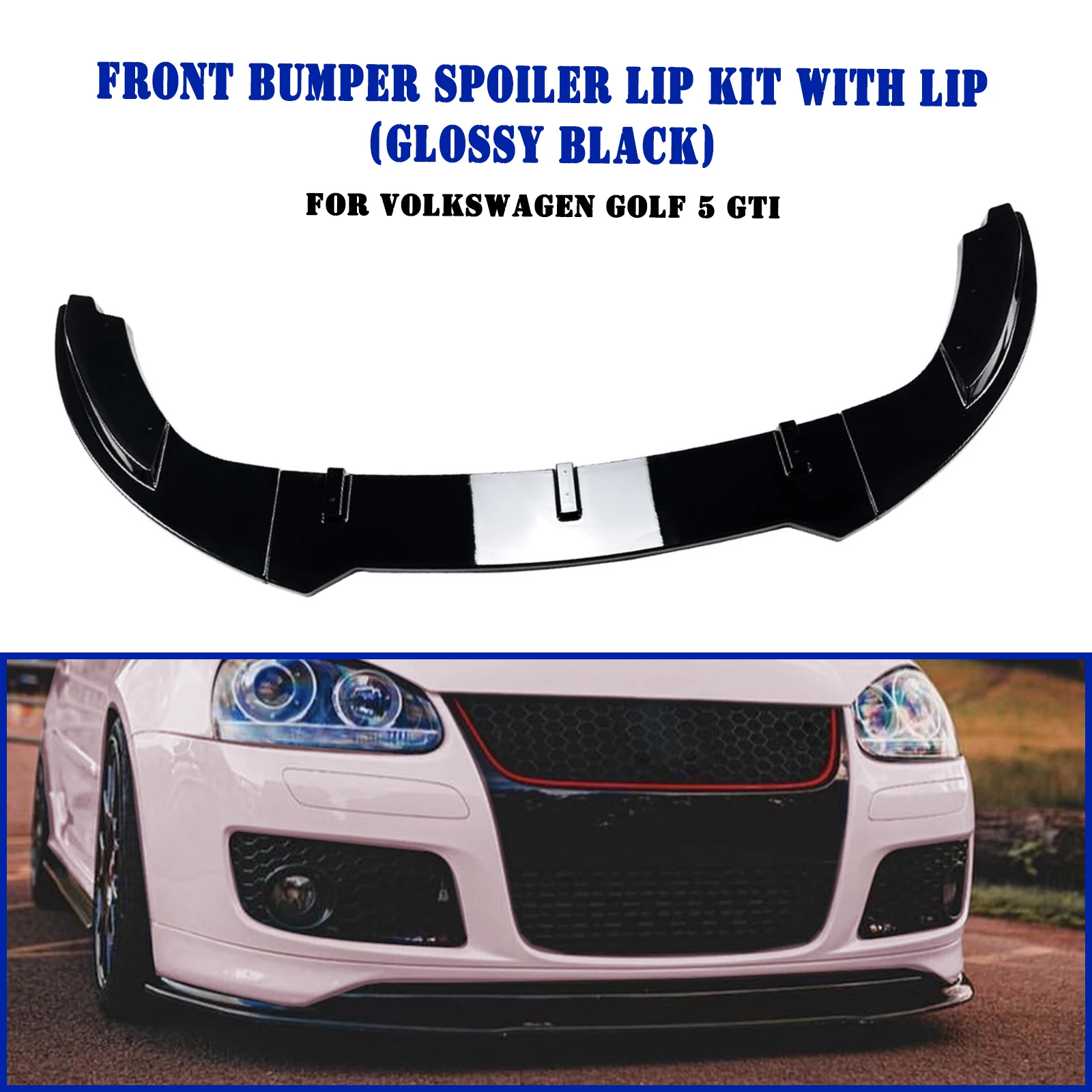 

Front Bumper Spoiler Lip For Volkswagen VW Golf 5 GTI With Lip Carbon Fiber Look/Gloss Black Car Lower Body Splitter Protector