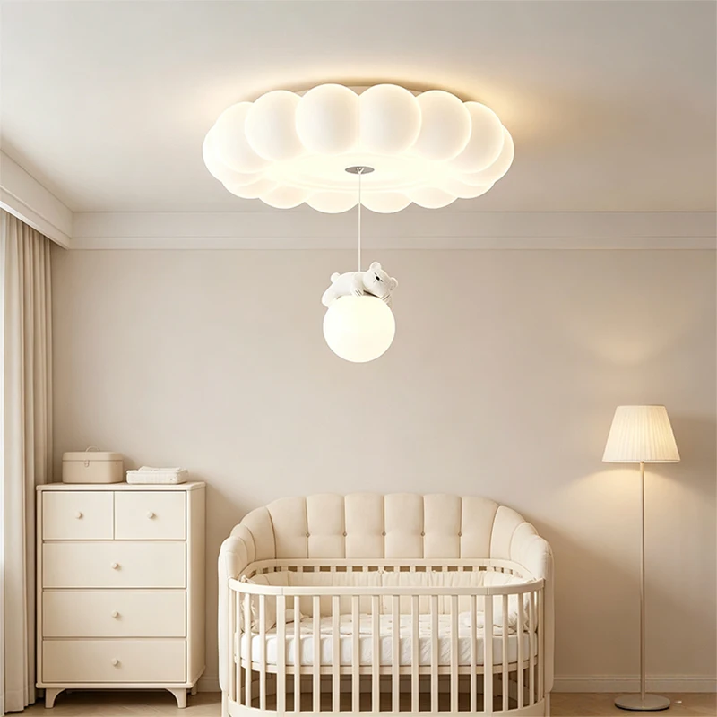 Children's Room Cloud Ceiling Lamps French Cream Style Baby Room Decor Lamp LED Warm Nursery Boy Girl Bedroom Ceiling Lights