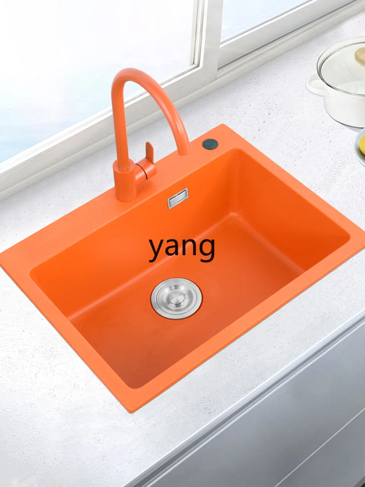 حوض المطبخ المنزلي من حجر الكوارتز البرتقالي LH #3