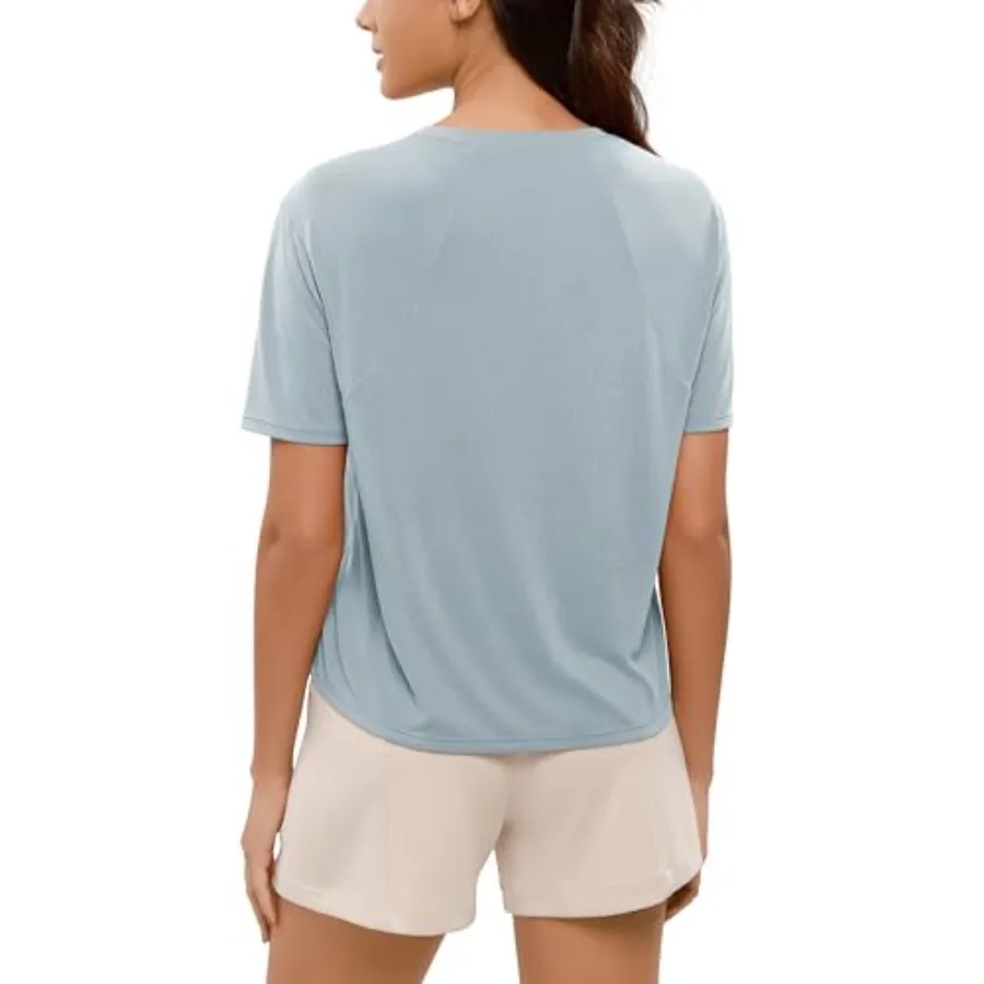 

ODODOS Modal Soft Short Sleeve Shirts for Women Crew Neck Yoga Tee Casual Workout Tops