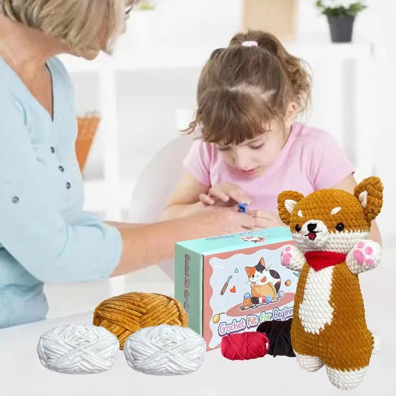Beginner Crochet Kit Dog Animal Knitting Kit Crochet Kit for Beginners Cute Animal Crochet Kit Beginners Crocheting Knitting Set