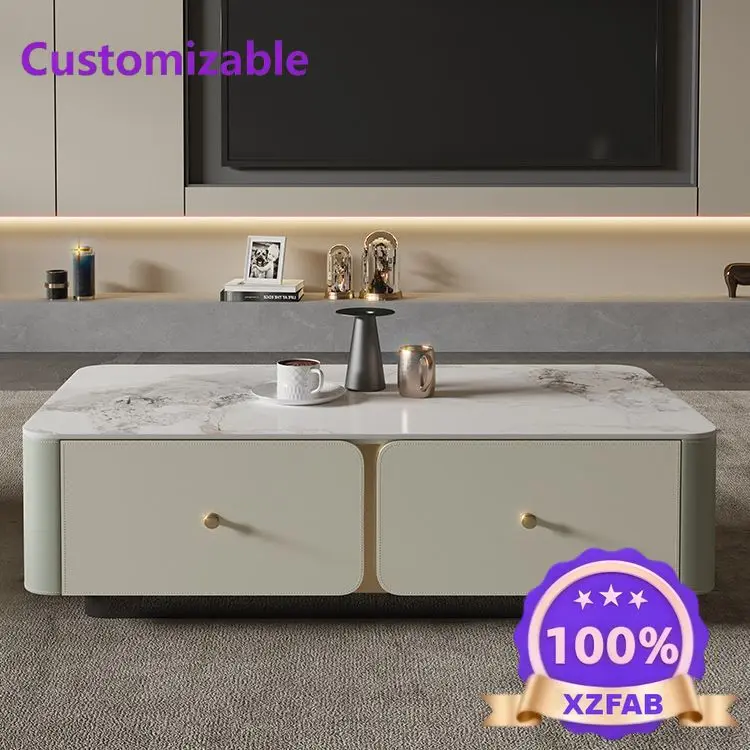 Factory Direct 2026 Coffee table long rectangular living room TV cabinet combination explosion light luxury modern simple solid