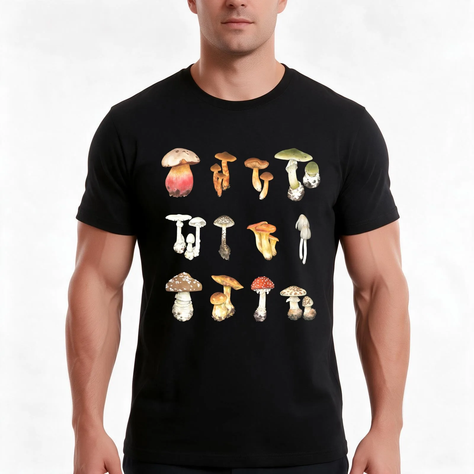 Poisonous mushrooms T-Shirt, Summer Casual Cotton Tee, Oversized Streetwear Tops, Vintage Graphic Print, Loose Fit Short Sleeve