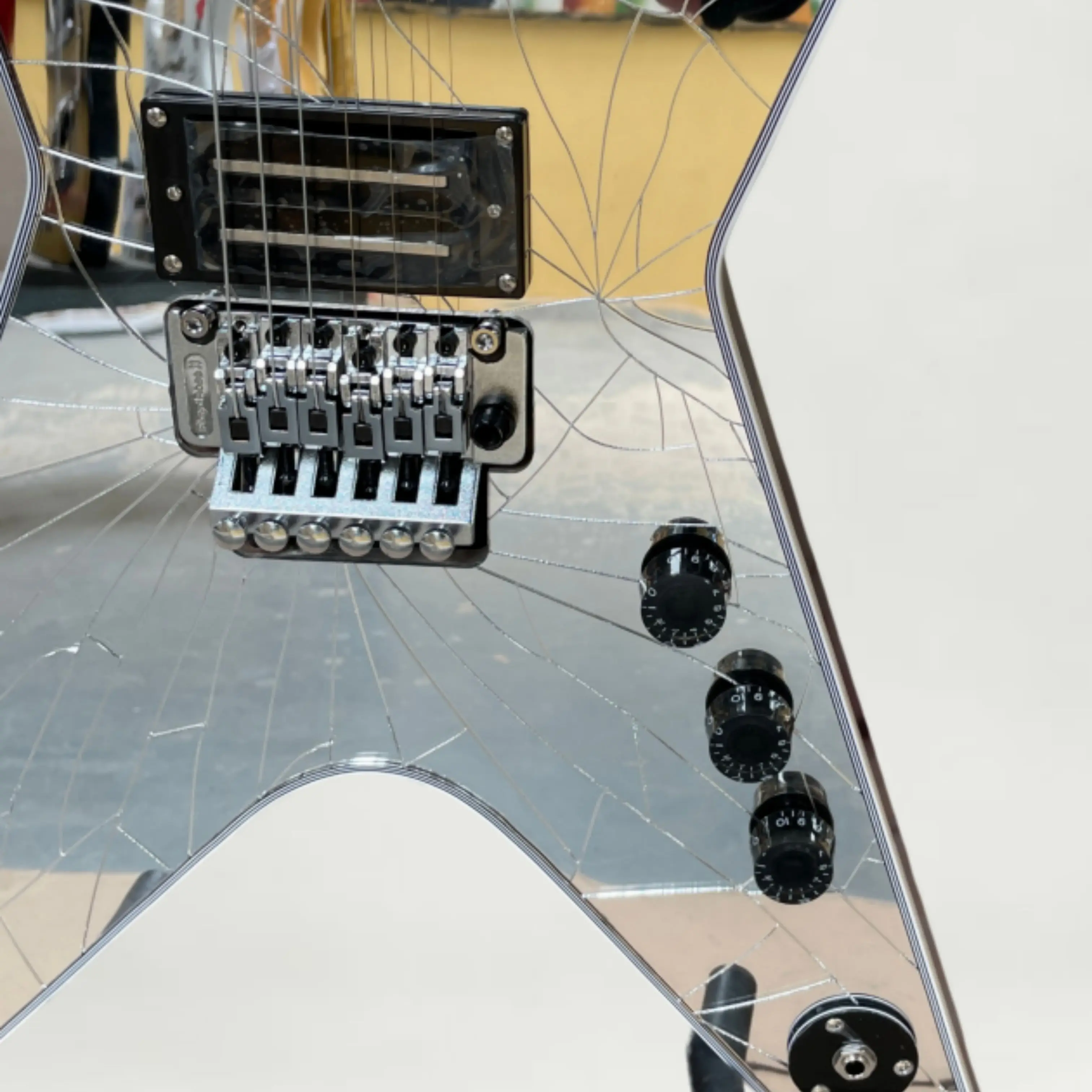 Cool 6 String Electric Guitar with Mirror Crack Finish,Abalone Block Inlay Guitars,Fine Craftsmanship Playing & Display Guitarra
