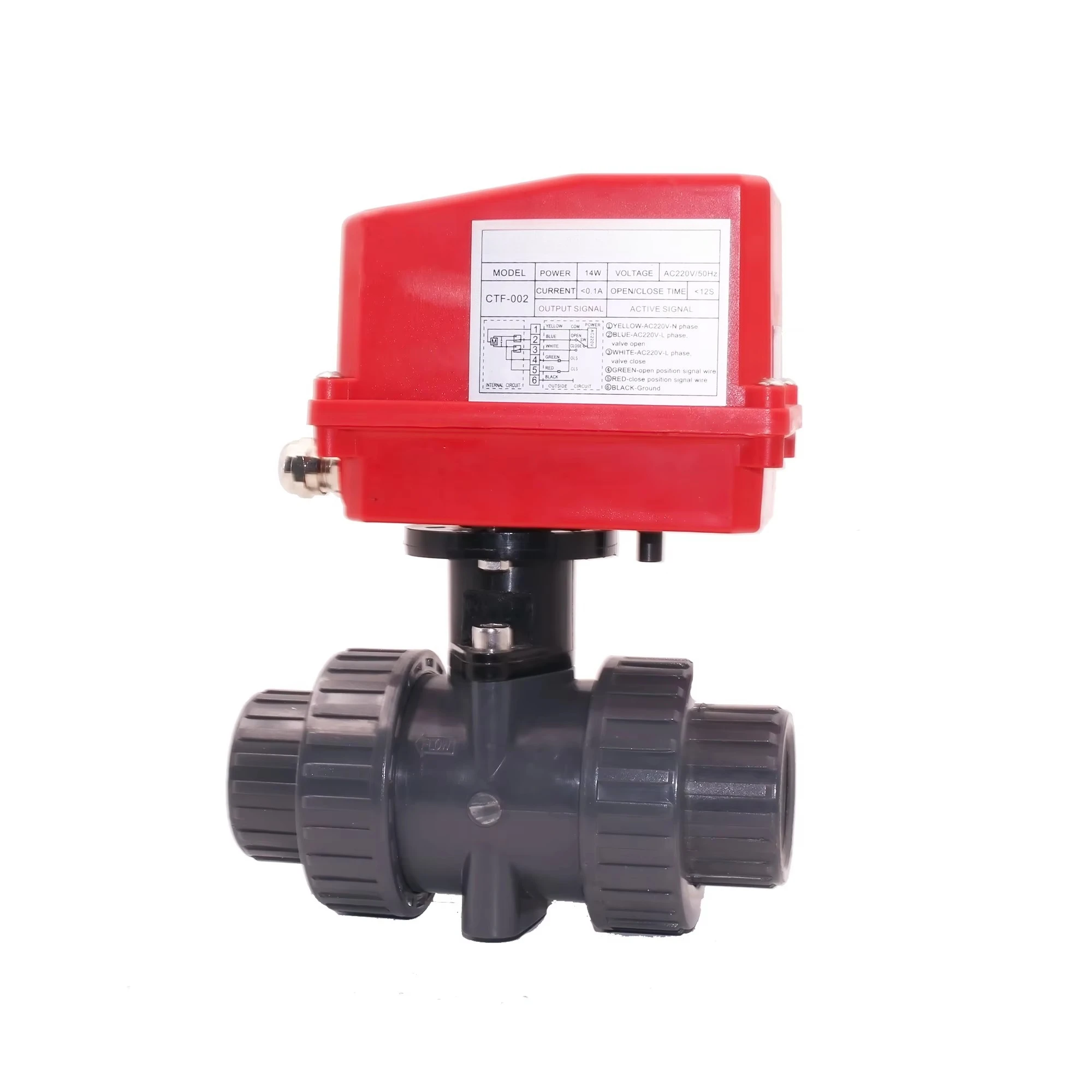 Valvola motorizzata in PVC Valvola di controllo del flusso motorizzata AC220v Valvola a sfera motorizzata in PVC da 50 mm