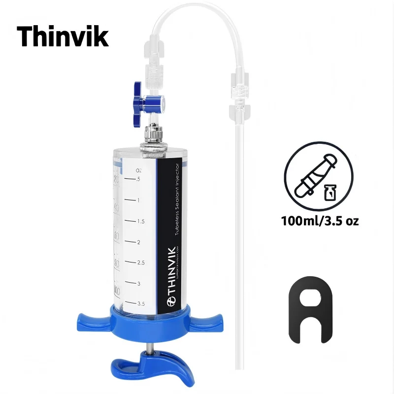 AliExpress NONE Thinvik 100ML Bike Tubeless Tire Sealant Injector for MTB Road Large Capacity Fluid Injection Tool with Presta Valves