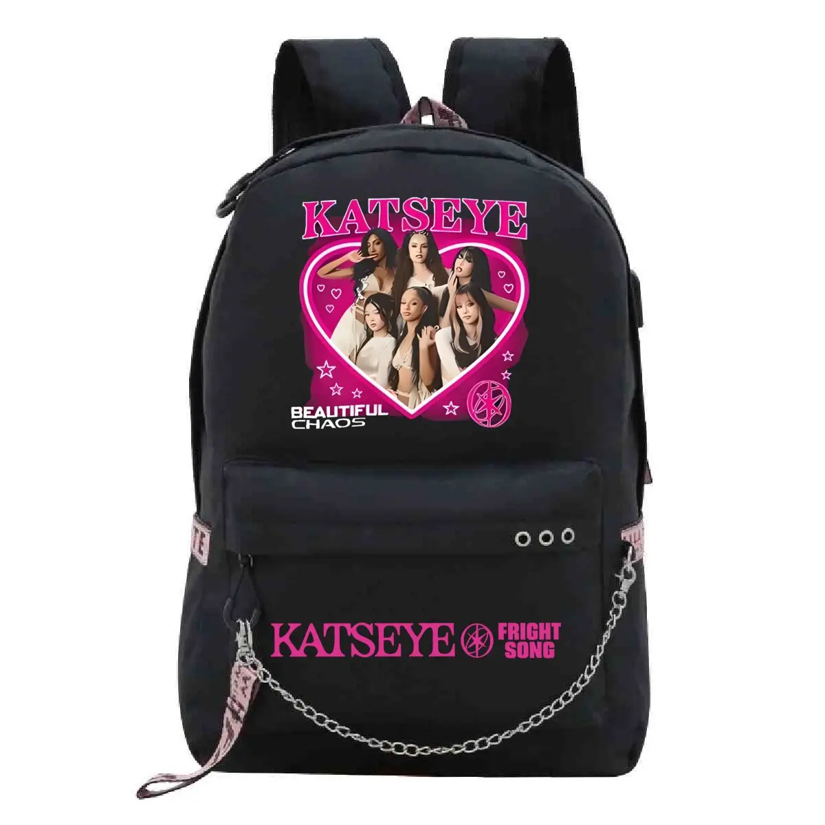Hot Kpop Katseye Printed Personality Harajuku Backpack Girl School Bag Laptop Bag Women Men Travel Bag Daily Backpack