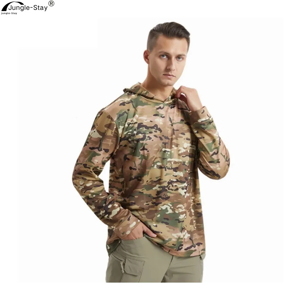 

High Anti-Sweat Quick-Dry Sports Hooded Jacket Sun Protection Tactical Cycling Shirt Men's Comfortable Training Execise Clothes