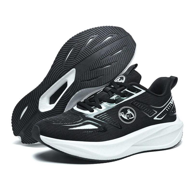 Men Women Breathable Mesh Running Shoes, Summer Casual Sports Sneakers, Fashion Trainers Double Layer EVA Sole, Black White Pink