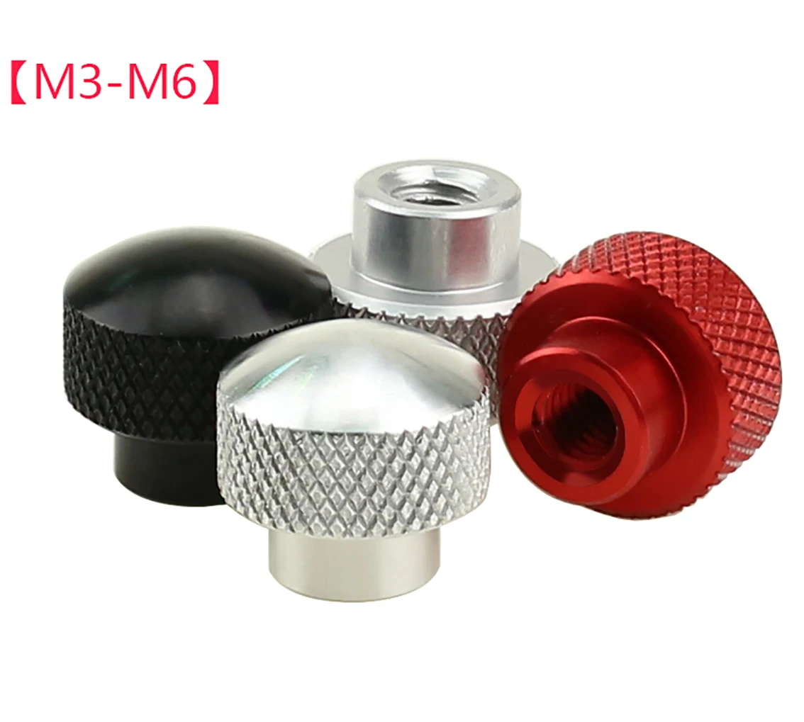 1Pcs M3/M4/M5/M6-D16*15mm Aluminum Alloy Knurled Thumb Nuts Blind Hole Round Head High Type Hand Grip Knobs Step Nut